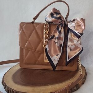 Elegant Tan Handbag with Bow Accent